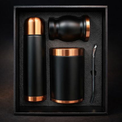 Set de Mate color Negro/Cobre con Bolso MAT02