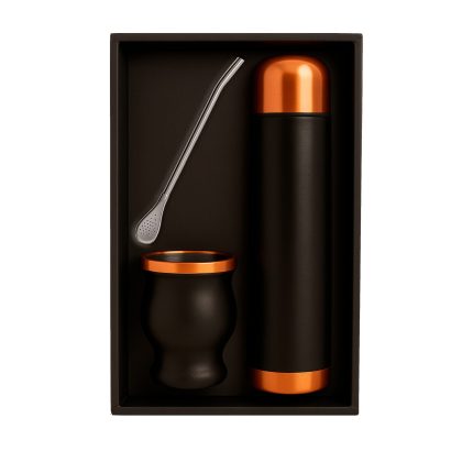 Set de Mate color Negro/Cobre con Bolso MAT03