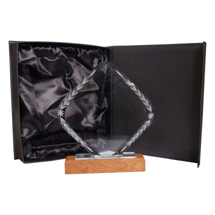 Galvano Cristal con Base de Madera BLAS 30