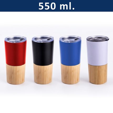 Mug Térmico Acero Inoxidable/detalles Bamboo M202